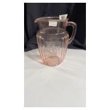 Pink depression open rose pitcher 8inches tall