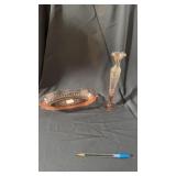 Pink depression oval platter  open rose  and vase