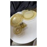 Yellow depression plate bowl and salt and pepper