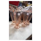 6 pink depression cabbage rose tumbler one has