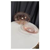 Pink depression bowl and platter