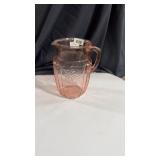 Pink depression pitcher open rose  8 inches tall