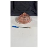 Pink depression butter dish