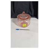 Pink depression lace edge jar