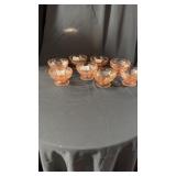 8 sherbet pink depression glasses 2.25 tall
