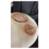 Open rose pink depression platter and divided