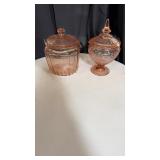 Cookie jar and candy dish pink depression