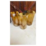 3 blown glass glasses