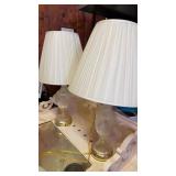 2 glass lamps/ shades