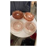 16 cabbage rose dinner plates pink depression