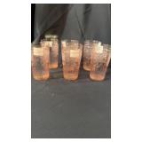 6 open rise ice tea glasses pink depression