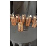 Pink depression tumblers medium size in cabbage