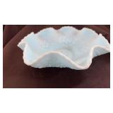 Fenton blue satin bowl 10ï¿½
