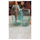 2 blue ball jars smooth top