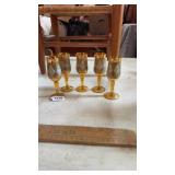 5 amber painted Cheri glasses Bohemian