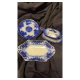 Flow blue pcs/ spoon damaged