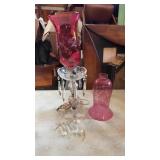 Cranberry dresser lamp