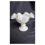 Fenton white silver crest compote 5ï¿½