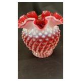 Cranberry opalescent bowl 5ï¿½
