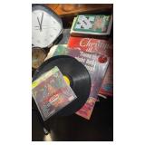 Christmas records/ clocks / books/ mirror