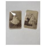 2 antique photos on glass