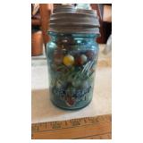Pint jar of marbles