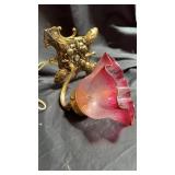 Wall sconce with cranberry shade