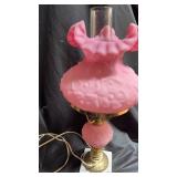 Pink  Fenton Satin Lamp