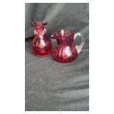 cranberry creamer/ vase