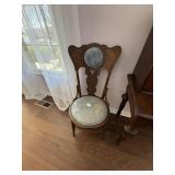 pr of Victorian blue padded chairs