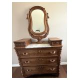 Walnut 3 drawer chest with wishbone mirror and o