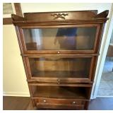 Walnut 3 stack bookcase with draw  at bottom