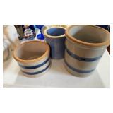3 small crocks