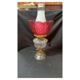 Lamp with cranberry shade