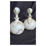 2 milk glass barber bottles 10ï¿½