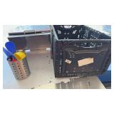 Plastic crate/ spatulas etc