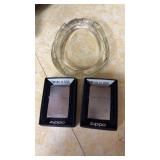 2 Zippo lighters/ horseshoe ashtray