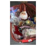 Christmas decor in tote