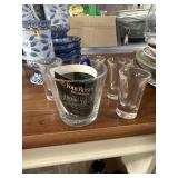 Four roses glass and 4 shot glasses