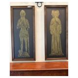 2 Brass rubbings prints/ London England 13x29