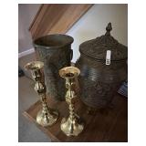 Brass candlesticks/ metal decor