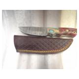 Custom Handmade Damascus Steel Cowboy Knife New 8"