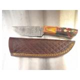 Custom Handmade Damascus Steel Cowboy Knife New 8"