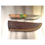 Custom Handmade Damascus Steel Cowboy Knife New 8"