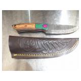 Custom Handmade Damascus Steel Cowboy Knife New 8"