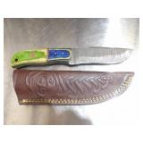 Custom Handmade Damascus Steel Cowboy Knife New 8"