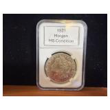 1921 MS Morgan Dollar in Case