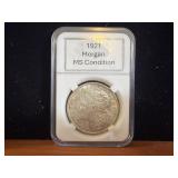 1921 MS Morgan Dollar  in Case