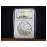 2008 MS69 American Silver Eagle 1oz .999