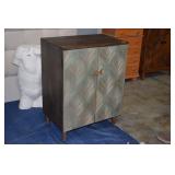 LOT 1055  LITE BLBUE/GOLD ETCHED CABINET